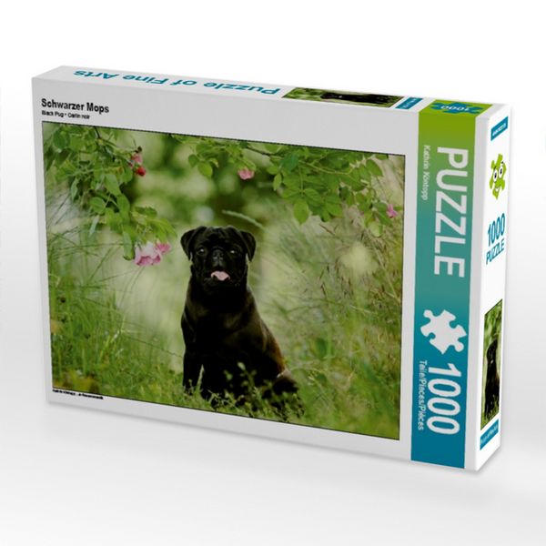 CALVENDO Puzzle Schwarzer Mops | 1000 Teile Lege-Größe 64 × 48 cm Foto-Puzzle für glückliche Stunden