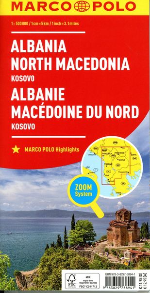 MARCO POLO Länderkarte Albanien, Nordmazedonien 1:500 000