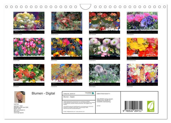 Produktbild: Blumen - Digital (Wandkalender 2026 DIN A4 quer), CALVENDO Monatskalender