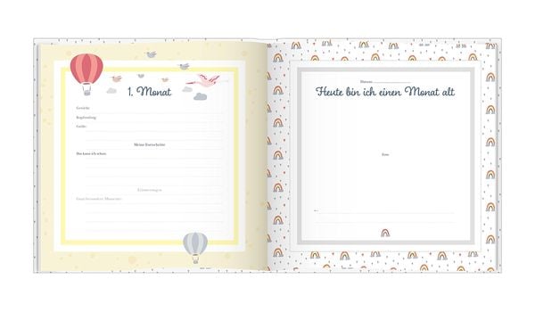 Babyalbum mit Fensterausschnitt für das 1. Lebensjahr zum Eintragen der schönsten Momente und Erinnerungen mit Platz für Fotos | für Mädchen