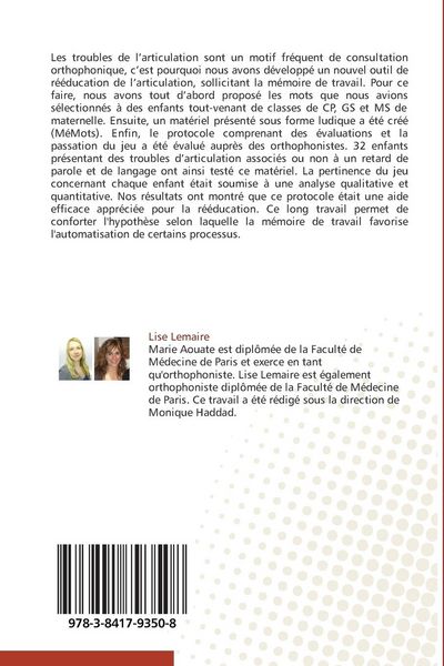 Produktbild: R&ocirc;le de la m&eacute;moire de travail dans l'automatisation de l'articulation