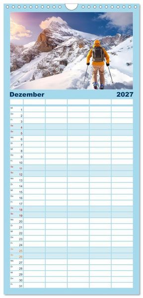 Produktbild: Familienplaner 2027 - Skifahren - endlich Schnee mit 5 Spalten (Wandkalender, 21 x 45 cm) CALVENDO