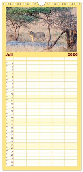 Produktbild: Familienplaner 2026 - Die Magie der K&ouml;nige der Tiere mit 5 Spalten (Wandkalender, 21 x 45 cm) CALVENDO