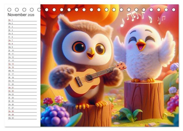 Produktbild: Musikalische Waldtiere (Tischkalender 2026 DIN A5 quer), CALVENDO Monatskalender