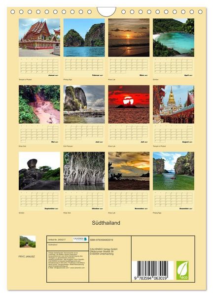 Produktbild: S&uuml;dthailand (Wandkalender 2027 DIN A4 hoch), CALVENDO Monatskalender
