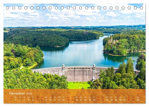 Produktbild: Talsperren der Wupper und ihrer Nebenfl&uuml;sse aus der Vogelperspektive (Tischkalender 2026 DIN A5 quer), CALVENDO Monatskalender