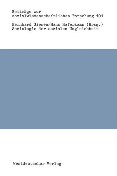 Produktbild: Soziologie der sozialen Ungleichheit