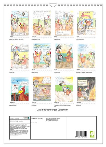 Produktbild: Das mecklenburger Landhuhn (Wandkalender 2026 DIN A3 hoch), CALVENDO Monatskalender