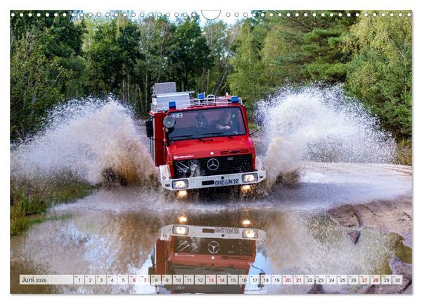 Produktbild: Die 4 UNIMOGS der Feuerwehr Schwanewede (Wandkalender 2026 DIN A3 quer), CALVENDO Monatskalender