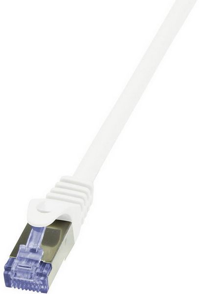 Produktbild: LogiLink CQ3141S RJ45 Patchkabel CAT 6a S/FTP 50.00 m Wei&szlig; Flammwidrig, mit Rastnasenschutz 1 St.