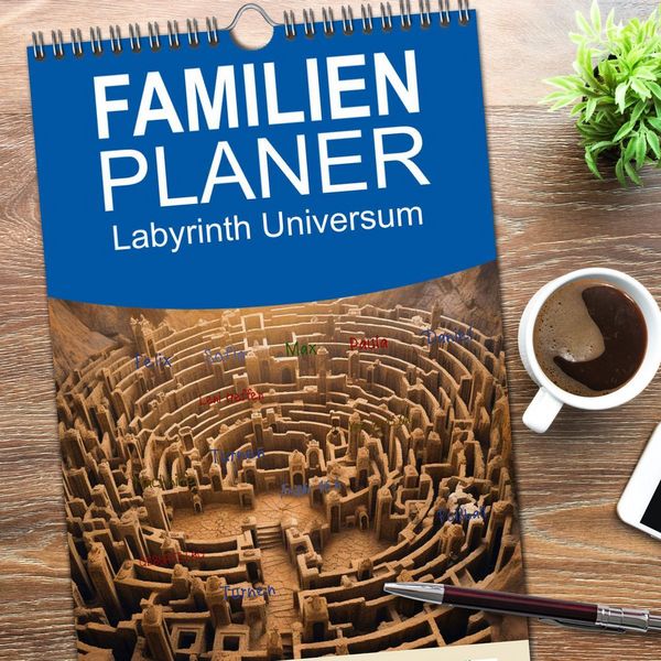 Produktbild: Familienplaner 2026 - Labyrinth Universum mit 5 Spalten (Wandkalender, 21 x 45 cm) CALVENDO