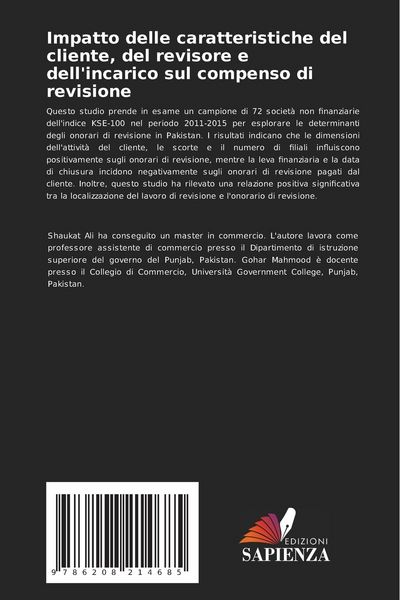 Produktbild: Impatto delle caratteristiche del cliente, del revisore e dell'incarico sul compenso di revisione
