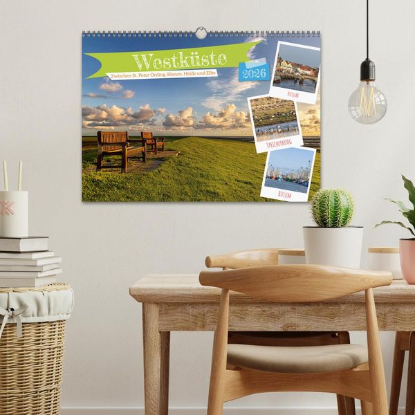Produktbild: Westk&uuml;ste - Zwischen St. Peter Ording, B&uuml;sum und Elbe (Wandkalender 2026 DIN A3 quer), CALVENDO Monatskalender