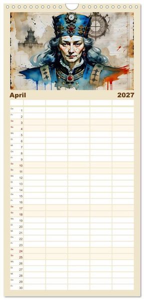 Produktbild: Familienplaner 2027 - Legend&auml;re Ikonen der Geschichte mit 5 Spalten (Wandkalender, 21 x 45 cm) CALVENDO