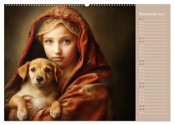 Produktbild: Dame mit Hund (Wandkalender 2026 DIN A2 quer), CALVENDO Monatskalender