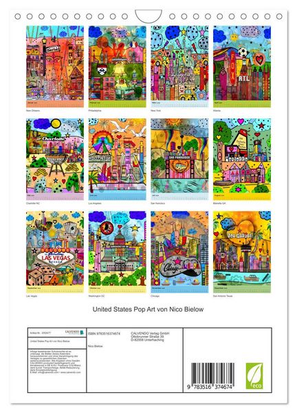 Produktbild: United States Pop Art von Nico Bielow (Wandkalender 2026 DIN A4 hoch), CALVENDO Monatskalender