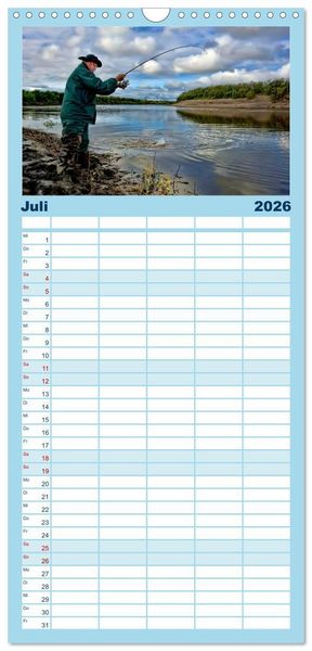 Produktbild: Familienplaner 2026 - Angeln - meine Leidenschaft mit 5 Spalten (Wandkalender, 21 x 45 cm) CALVENDO