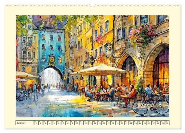 Produktbild: Gastgarten Idylle. Sommerliche Freude im Aquarellstil (Wandkalender 2027 DIN A2 quer), CALVENDO Monatskalender