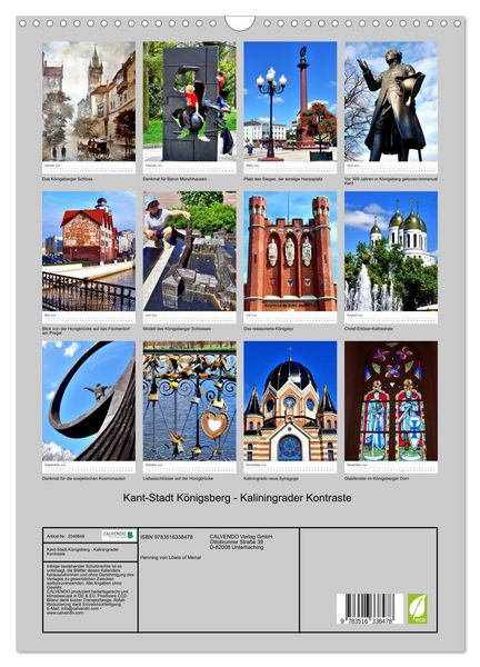 Produktbild: Kant-Stadt K&ouml;nigsberg - Kaliningrader Kontraste (Wandkalender 2026 DIN A3 hoch), CALVENDO Monatskalender