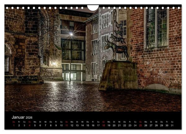 Produktbild: Bremen bei Nacht (Wandkalender 2026 DIN A4 quer), CALVENDO Monatskalender
