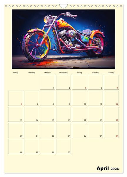 Produktbild: Custom Motorcycle Paintings (Wandkalender 2026 DIN A3 hoch), CALVENDO Monatskalender