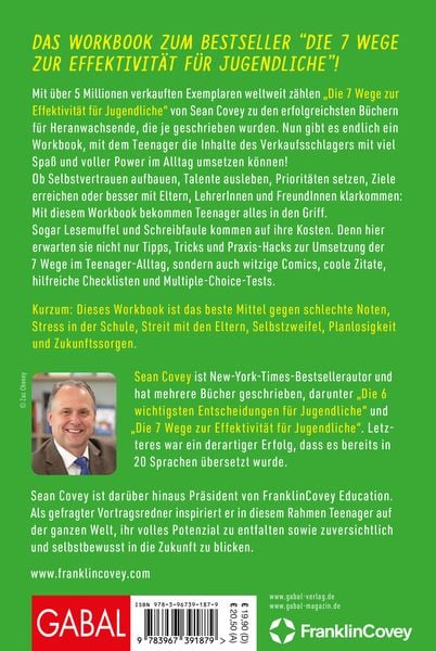 Produktbild: Die 7 Wege zur Effektivit&auml;t f&uuml;r Jugendliche &ndash; Workbook