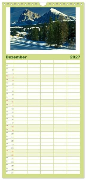 Produktbild: Familienplaner 2027 - S&Uuml;DTIROL - Land der Berge mit 5 Spalten (Wandkalender, 21 x 45 cm) CALVENDO