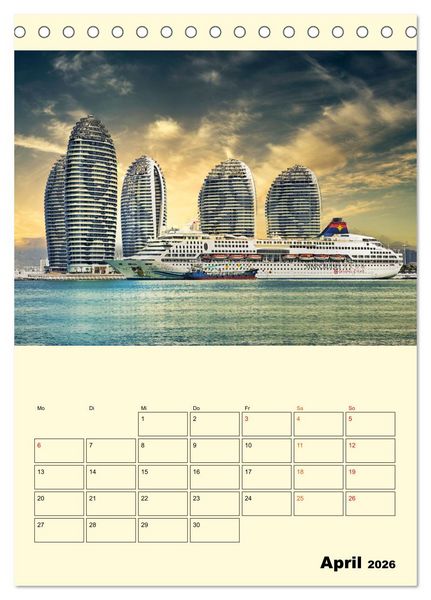 Produktbild: Kreuzfahrtschiffe - die Welt ist dein Ziel (Tischkalender 2026 DIN A5 hoch), CALVENDO Monatskalender
