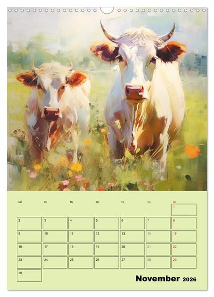 Produktbild: Zauberhafte K&uuml;he. Duftige Aquarelle von tollen Tieren (Wandkalender 2026 DIN A3 hoch), CALVENDO Monatskalender
