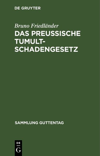 Produktbild: Das preussische Tumultschadengesetz