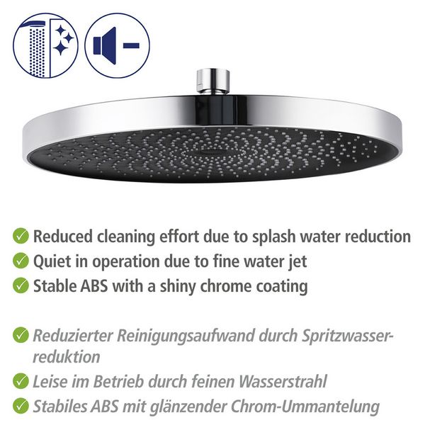 Produktbild: Duschkopf Mod. Softwater Chrom/Schwarz, &Oslash; 26 cm