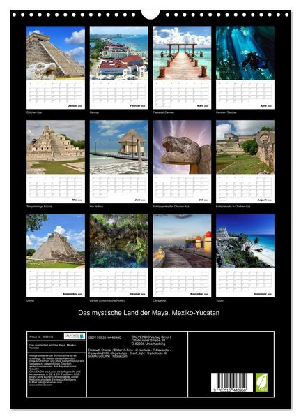 Produktbild: Das mystische Land der Maya. Mexiko-Yucatan (Wandkalender 2026 DIN A3 hoch), CALVENDO Monatskalender