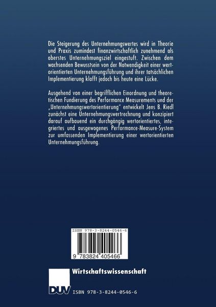 Produktbild: Unternehmungswertorientiertes Performance Measurement