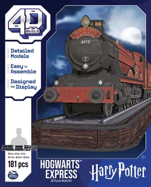 4D Build - Harry Potter, Hogwarts Express, 3D-Puzzle der magischen Eisenbahn aus hochwertigem Karton, 181 Teile, ab 12 J