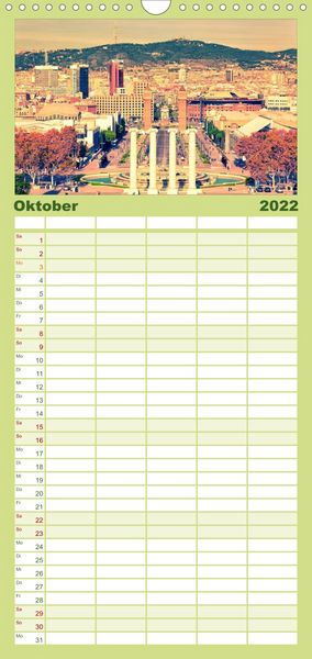 Produktbild: Familienplaner Barcelona - Stadtansichten (Wandkalender 2022 , 21 cm x 45 cm, hoch)