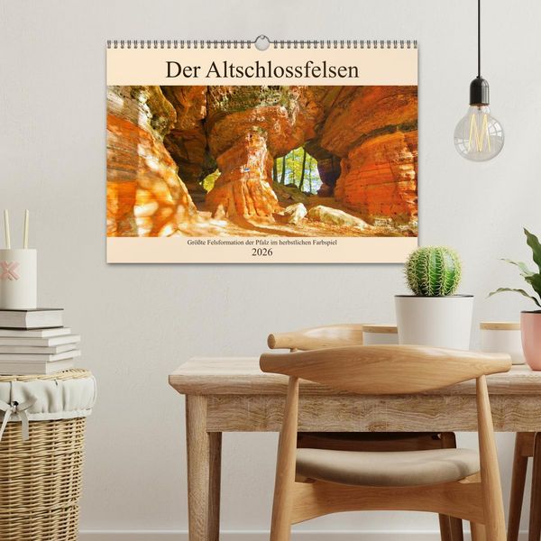 Produktbild: Der Altschlossfelsen - Gr&ouml;&szlig;te Felsformation der Pfalz im herbstlichen Farbspiel (Wandkalender 2026 DIN A3 quer), CALVENDO Monatskalender