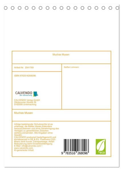 Produktbild: Muchas Musen (Tischkalender 2026 DIN A5 hoch), CALVENDO Monatskalender