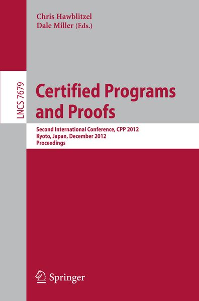 Produktbild: Certified Programs and Proofs