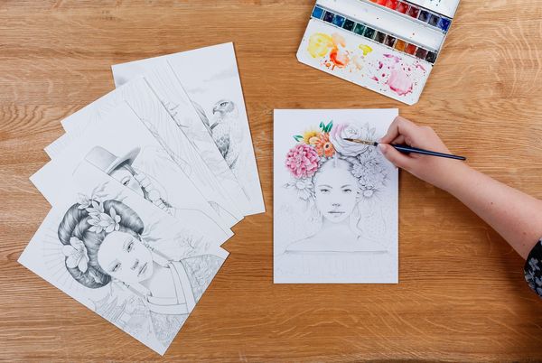 Produktbild: ODELIA, Ausmalblock Mixed Media, 20 Blatt A4 250g, Spiralbindung, Frauen