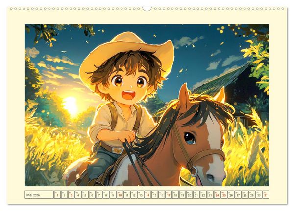Produktbild: Kleine Farmer. Niedliche Jungs mit ihren tierischen Freunden (Wandkalender 2026 DIN A2 quer), CALVENDO Monatskalender