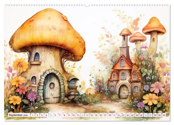 Produktbild: M&auml;rchenhafte Feenh&auml;uschen (hochwertiger Premium Wandkalender 2026 DIN A2 quer), Kunstdruck in Hochglanz