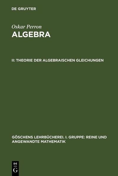 Produktbild: Theorie der algebraischen Gleichungen