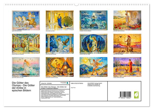 Produktbild: Die G&ouml;tter des Olymps - Die G&ouml;tter der Antike in epischen Bildern (hochwertiger Premium Wandkalender 2027 DIN A2 quer), Kunstdruck in Hochglanz