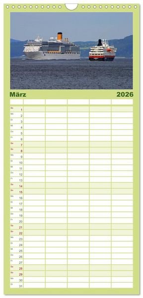 Produktbild: Familienplaner 2026 - Hurtigruten - Entlang der norwegischen K&uuml;ste mit 5 Spalten (Wandkalender, 21 x 45 cm) CALVENDO