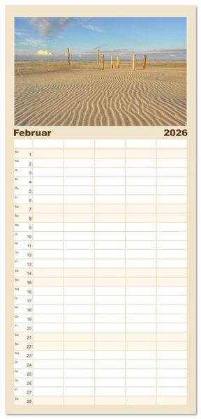 Produktbild: Familienplaner 2026 - Wundersch&ouml;nes Amrum mit 5 Spalten (Wandkalender, 21 x 45 cm) CALVENDO