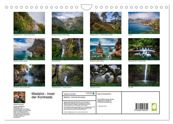 Produktbild: Madeira - Insel der Kontraste (Wandkalender 2027 DIN A4 quer), CALVENDO Monatskalender
