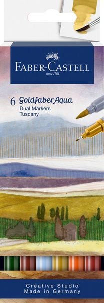 Produktbild: Faber-Castell Tuschestift Dual Marker Goldfaber Aqua, Toskana, 6er Set