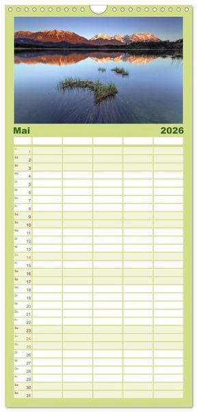 Produktbild: Familienplaner 2026 - Geheimnisvolle Alpen mit 5 Spalten (Wandkalender, 21 x 45 cm) CALVENDO