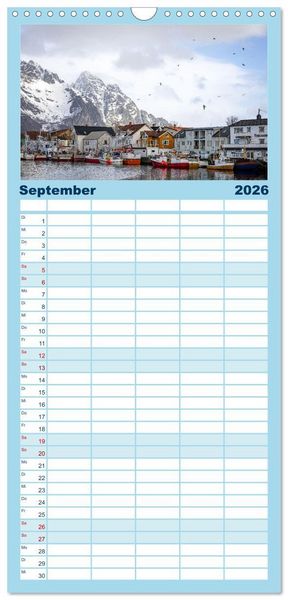 Produktbild: Familienplaner 2026 - Licht des Nordens - LOFOTEN mit 5 Spalten (Wandkalender, 21 x 45 cm) CALVENDO