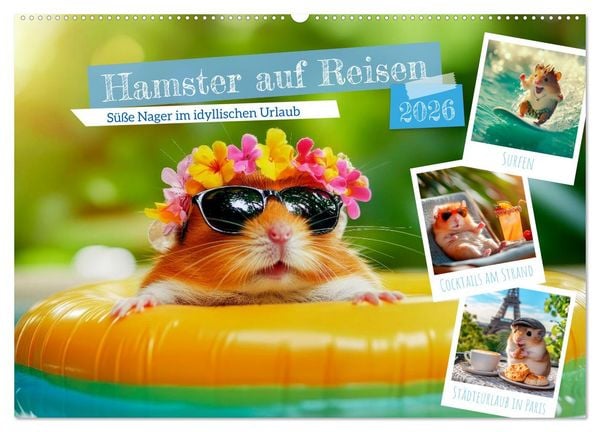 Hamster auf Reisen (Wandkalender 2026 DIN A2 quer), CALVENDO Monatskalender